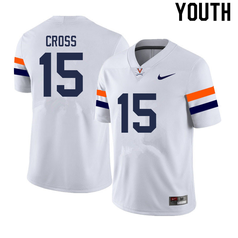 Youth #15 De'Vante Cross Virginia Cavaliers College Football Jerseys Sale-White